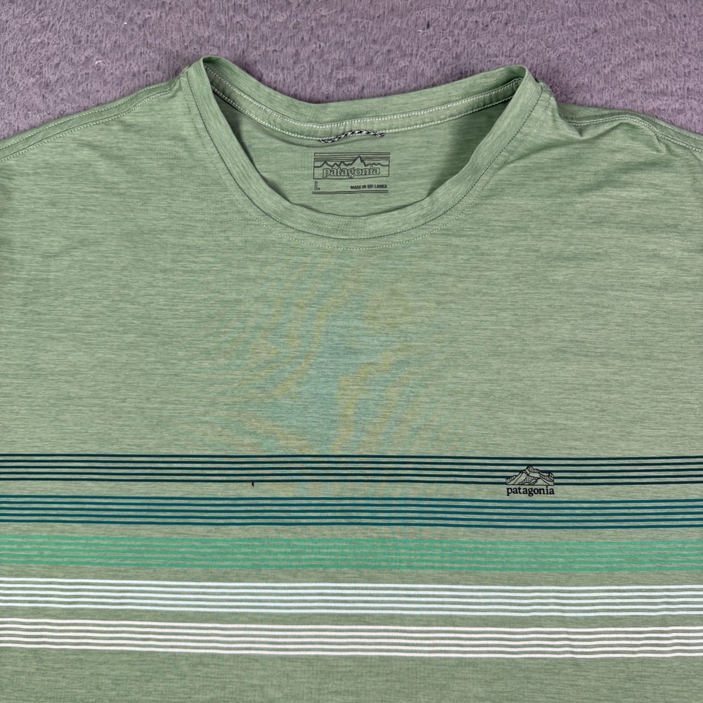 Patagonia Shirt Mens L Green Heathered Capilene Cool Daily UPF Graphic Stretch